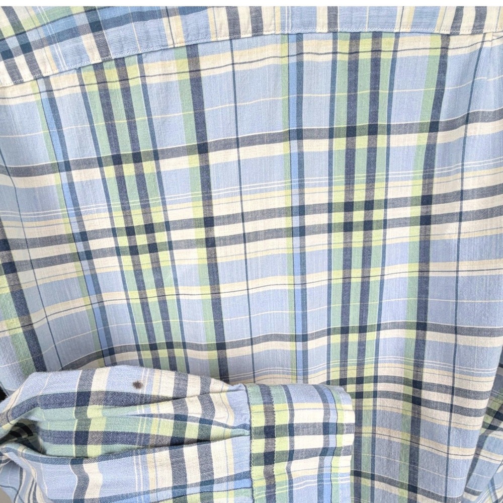 Nautica Heritage Plaid Button Down Shirt Mens M Blue Green Cotton Long Sleeve - Picture 7 of 8